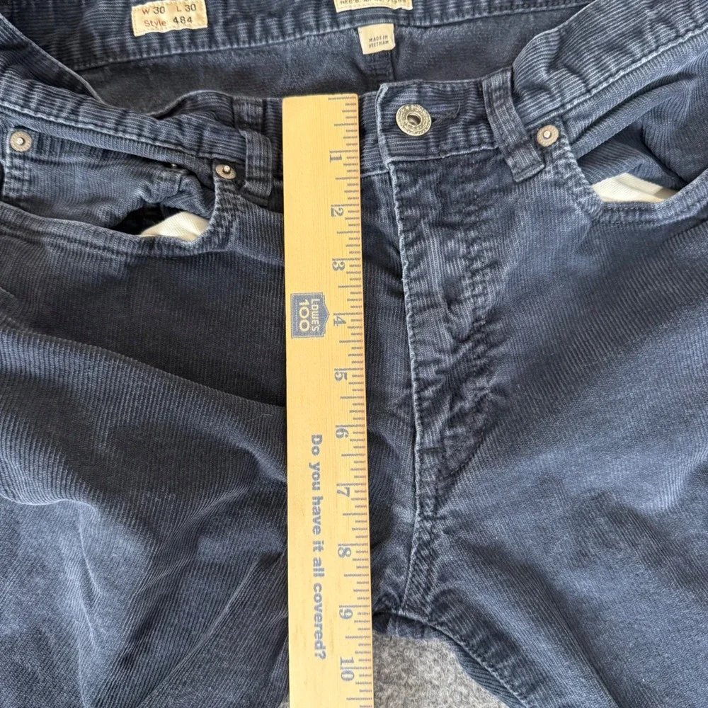 J.Crew Mens 484 Slim Fit Corduroy Pants Navy Blue 30x29 Stretch Cotton Casual